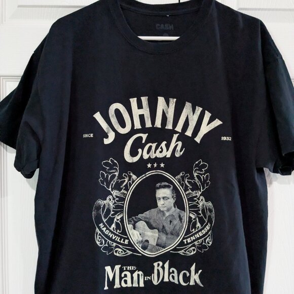 Johnny Cash Men's T-Shirt Black, 100% Cotton XL, Crew Neck, The Man in Black - Picture 4 of 11